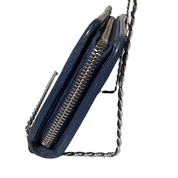 LOEWE Long Wallet Anagram Logo Cadena Blue Leather Zip Closure Pristine - Picture 6 of 16